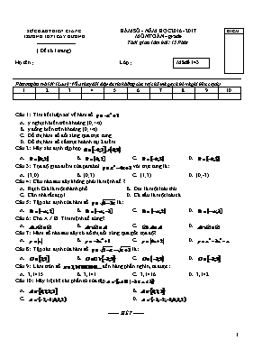 Đề kiểm tra 15 phút môn Toán - Mã đề 143